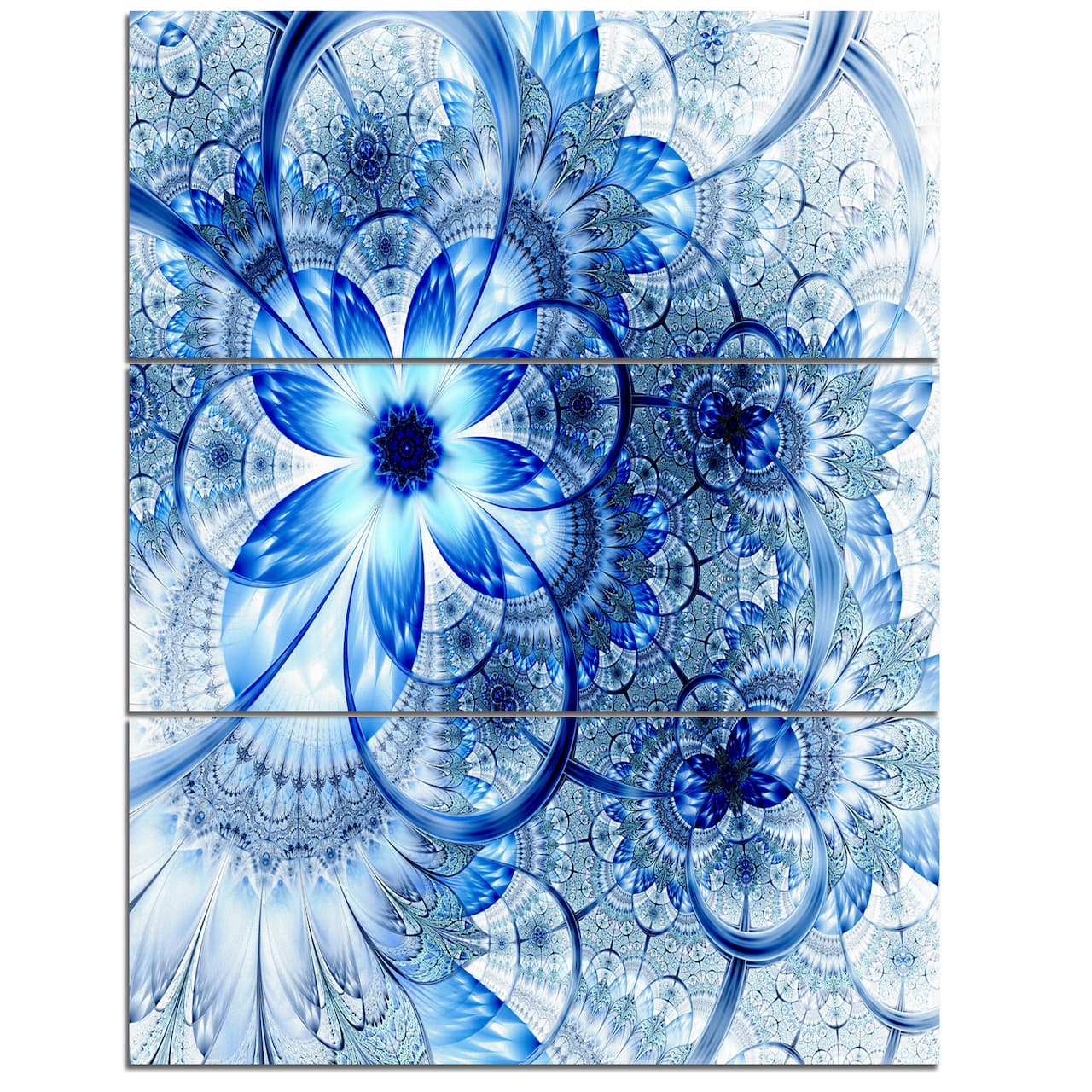 Designart - Dark Blue Flower Pattern Design - Floral Art Canvas Print